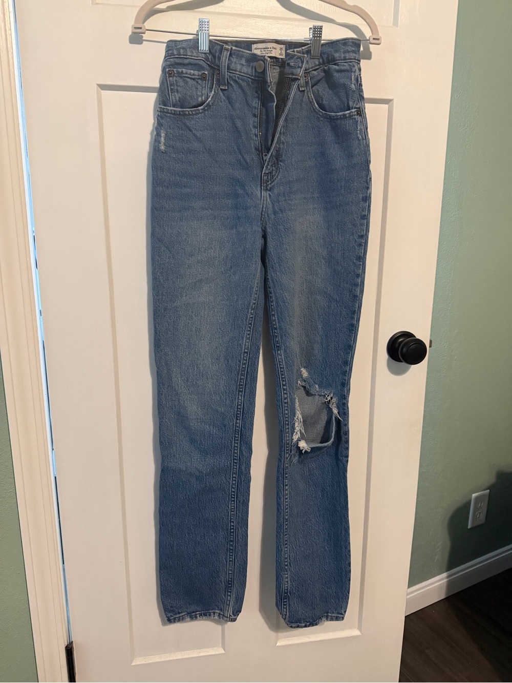 Abercrombie & Fitch Light Blue High-Rise Straight Jeans